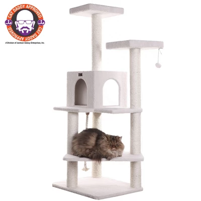 Armarkat Ivory 57" High Real Wood Cat Tree, Fleece Covered Cat Climber, B5701 9 Armarkat Ivory 57" High Real Wood Cat Tree, Fleece Covered Cat Climber, B5701 - Image 9