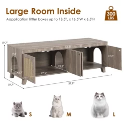 FURNIinspire Pet Crates And Houses Double Large Hidden Cat Litter Box Enclosure Furniture Cabinet With Rattan Doors, Brown, 57.9"*19.7"*19.7" -BlueBuffalo Sales Store GUEST dcc9a363 d227 40c8 90a1 142f41bacb2b
