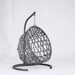 Whisen Rattan Wicker Appearance Cat Egg Chair Hanging Swinging Cat Bed With Cushion For Cats, Small Dogs, And Small Animals