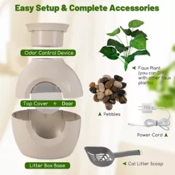 Tangkula Hidden Litter Box Plant Cat Litter Box Enclosure Furniture With Odor Removal System 4 Modes Lights Artificial Plant -BlueBuffalo Sales Store GUEST de5da319 4310 4171 b3af 53d811663671