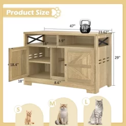 Kumasinova 47" Dual Litter Box Enclosure For 2 Cats,Cat Furniture With Hidden Litter Box Cabinet,End Table Indoor Cat House With Storage,Brown