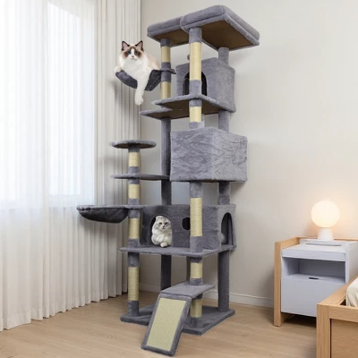 84 In Dark Gray Cat Tree Tower With Large Condo Sisal Scratching Post Big Hammock And Top Platform 5 84 In Dark Gray Cat Tree Tower With Large Condo Sisal Scratching Post Big Hammock And Top Platform - Image 5