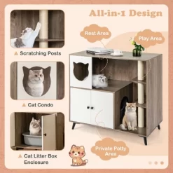 Tangkula Cat Litter Box Enclosure 5-in-1 Enlarged Cat Litter Cabinet Furniture -BlueBuffalo Sales Store GUEST df164693 b8cd 477a b7bd 38cf2fb6a17e