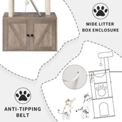 Litter Box Enclosure With Cat Tree Tower And Condo, Hidden Cat Washroom Furniture With Sisal Scratching Post & Soft Plush Perch -BlueBuffalo Sales Store GUEST df728566 8769 4bc9 8532 58d271c1a6c6