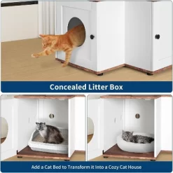 Cat Litter Box Enclosure With Storage,Hidden Wooden Pet Furniture Cabinet With Scratching Post,Toy Balls & Privacy House Corner Space-Saving Design -BlueBuffalo Sales Store GUEST dff39293 5953 48fb 9627 0f73bc0bdceb