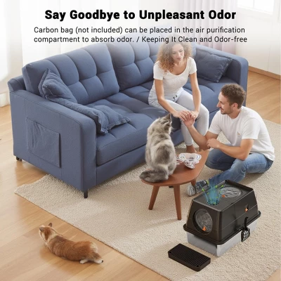 Enclosed Metal Litter Box With Lid, Large Metal Litter Box For Cats, Covered Dog Proof Litter Box 8'' Deep,Removable Top And Litter Scooper 4 Enclosed Metal Litter Box With Lid, Large Metal Litter Box For Cats, Covered Dog Proof Litter Box 8'' Deep,Removable Top And Litter Scooper - Image 4