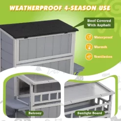 Sandinrayli Outdoor Insulated Cat House (Gray) -BlueBuffalo Sales Store GUEST e07e71cd 07c5 465d 8cb5 850a2416ebd3