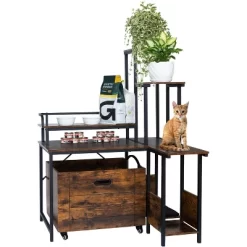 Hidden Litter Box Furniture With Flower Stand Corner Wooden Cat Washroom Pullable Carrying Tray, Pullable Cabinet -BlueBuffalo Sales Store GUEST e0e9e147 345e 483b 8840 ce519b9a15c7