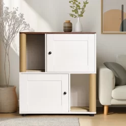 LOVSON Double Litter Box Enclosure, Litter Box Enclosure For 2 Cats, Litter Cabinet, Double Litter Box Enclosure With Shelves, White -BlueBuffalo Sales Store GUEST e0fd1a13 2541 475d b59e 1484f861ebd8