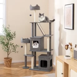 Tangkula 71" Tall Cat Tree For Indoor Cats Modern Multi-Level Cat Tower Activity Center