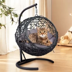 Whisen Rattan Wicker Cat Egg Chair Hanging Swinging Cat Bed With Cushion For Cats, Small Dogs, And Small Animals -BlueBuffalo Sales Store GUEST e1b1d4c2 dd62 4ed9 91bb ec5adc7b6670