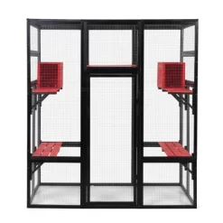 FURNIinspire Pet Crates And Houses Gothic Outdoor Large Cat Catio, Wood Cat Enclosure With Platforms Condos, Black, 62.6"*32.3"*70.1" -BlueBuffalo Sales Store GUEST e1be997f 38a9 4e61 ba1d 3a1891603f64