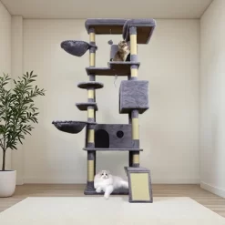 Whisen 84" Cat Tree Tower With Large Condo, Sisal Scratching Post, Hammock & Top Platform