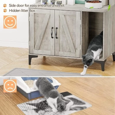 Hidden Cat Litter Box Furniture With Storage Shelves & Doors, Large Cat Washroom Cabinet 4 Hidden Cat Litter Box Furniture With Storage Shelves & Doors, Large Cat Washroom Cabinet - Image 4