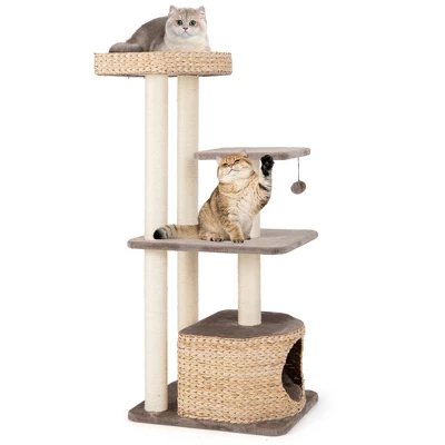 Tangkula 52" Cattail Cat Tower W/ Sisal Scratching Posts Perch Dangling Ball Cat Tree 10 Tangkula 52" Cattail Cat Tower W/ Sisal Scratching Posts Perch Dangling Ball Cat Tree - Image 10