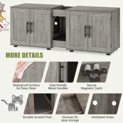Coucheta 55" Cat Litter Box Enclosure Furniture, Hiddden 3-IN-1 Wooden Cat Litter Cabinet With Barn Door & Double Rooms -BlueBuffalo Sales Store GUEST e3d2d3ba 33e3 41c2 b8d8 8110a2be4c85