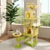 Lirago 71" Yellow Flower Cat Tree With Large Cat Condo Removable Flower Cushion Hammock Scratching Posts