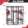 FURNIinspire Pet Crates And Houses Gothic Outdoor Large Cat Catio, Wood Cat Enclosure With Platforms Condos, Black, 62.6"*32.3"*70.1"