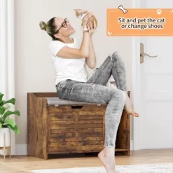 Cat Litter Box Enclosure With Top Opening & Cushion, Wooden Cat Washroom Furniture With Storage – 23" L X 19" W X 16" H, Grey -BlueBuffalo Sales Store GUEST e49941ab 237e 48e8 bc23 185fc63552e9