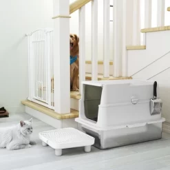 PawHut Stainless Steel Cat Litter Box With Lid, Extra Large Enclosed Metal Litter Box For Big Cats, Flip Cover, High-Sided Enclosure & Scoop -BlueBuffalo Sales Store GUEST e4a6bddf b54d 417e af3f 7748f740d9f3