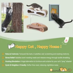 Sandinrayli Cat Scratcher Lounge Bed, Reversible 2-in-1 Cardboard Scratching Board, Durable Curved Cat Scratch Pad, Natural Wood -BlueBuffalo Sales Store GUEST e4dcd173 00fa 45c4 9cac 4d59207e55fe