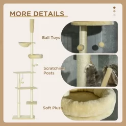 Kumasinova 91"-98.5" Adjustable Floor To Ceiling Cat Tree With Hammock,Cat Tower With Scratching Post,Multi-Level Cat Tree Tower Activity Center,Beige -BlueBuffalo Sales Store GUEST e4f0209d 9cc6 4774 80e2 cd8b1982721f