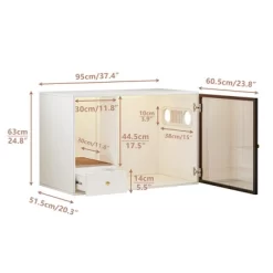 ATJafurn Cat Litter Box Enclosure Furniture Style, White Large Hidden LitterBox Cat Cabinet With Storage And Glass Door For Living Room -BlueBuffalo Sales Store GUEST e5610bc1 f404 435d 88b4 be175b871200