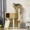 PawHut Scratching Posts, 45" Cat Tree For Indoor Cats With A Ramp, Condo, Toy Balls, Platforms, Bed Cat Tower, Beige