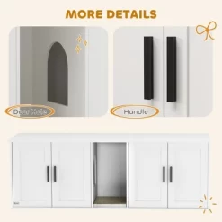 PawHut Cat Litter Box Enclosure For 2 Cats, Cat Washroom Furniture With Double Room, Scratching Mat, 57" X 19" X 20", White -BlueBuffalo Sales Store GUEST e6541092 3600 4510 9b1c 5bc00a0609d7