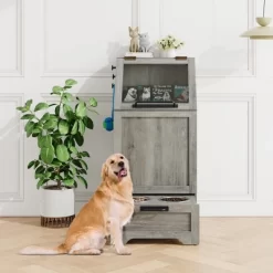 Top Opening Dog Feeding Station, Wooden Dog Food Storage Cabinet With 2 Elevated Dog Bowls, 3 Hooks, Hidden Design, Large Pet Food Storage -BlueBuffalo Sales Store GUEST e65cacaa e295 4137 ba26 39a3522d5bdb