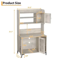 Large Cat Litter Box Enclosure Furniture - Farmhouse Style Pet House With 3 Open Shelves, Storage Cabinet & Scratch Pad - Modern Wood End Table