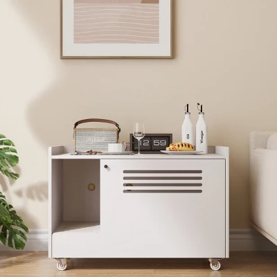 Litter Box Enclosure Furniture With Wheels, Cat Litter Box Cabinet With Mat And Ventilation,Hidden Pet House Side Table-Maison Boucle 8 Litter Box Enclosure Furniture With Wheels, Cat Litter Box Cabinet With Mat And Ventilation,Hidden Pet House Side Table-Maison Boucle - Image 8