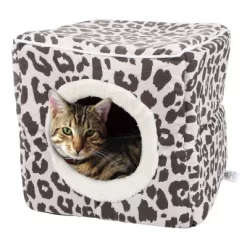 Cat House - Indoor Bed With Removable Foam Cushion - Cat Cave For Puppies, Rabbits, Guinea Pigs, And Other Small Animals By PETMAKER (Animal Print) -BlueBuffalo Sales Store GUEST e6d61f80 e7ce 4f6e b963 799f7fd1440e