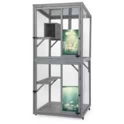 Resenkos 70-Inch Cat Catio, Outdoor Wooden Enclosure With Wheels, Multi-Level Platforms, Lockable Door, Sunroof, Custom Panels, Gray Gray With Pattern 18 Resenkos 70-Inch Cat Catio, Outdoor Wooden Enclosure With Wheels, Multi-Level Platforms, Lockable Door, Sunroof, Custom Panels, Gray Gray With Pattern -BlueBuffalo Sales Store GUEST e7362208 cfd5 4bd7 b69a a95fbe4d9aad