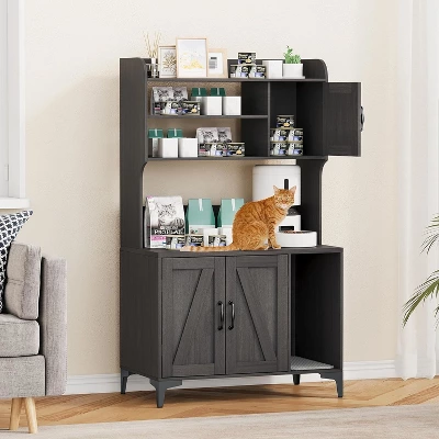 Hidden Cat Litter Box Furniture With Storage Shelves & Doors, Large Cat Washroom Cabinet 8 Hidden Cat Litter Box Furniture With Storage Shelves & Doors, Large Cat Washroom Cabinet - Image 8