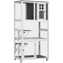 PawHut 74" Wooden Outdoor Cat House Weatherproof & Wheeled, Catio Outdoor Cat Enclosure With High Weight Capacity, Cat Cage Condo 13 PawHut 74" Wooden Outdoor Cat House Weatherproof & Wheeled, Catio Outdoor Cat Enclosure With High Weight Capacity, Cat Cage Condo -BlueBuffalo Sales Store GUEST e7b56b2c 4c21 4a2d ab84 1f7e56e99285