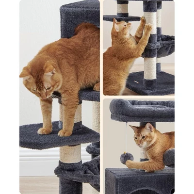 FEANDREA Cat Tree, Cat Tower For Indoor Cats, 56.3-Inch Cat Condo With Scratching Posts, Hammock, Plush Perch 3 FEANDREA Cat Tree, Cat Tower For Indoor Cats, 56.3-Inch Cat Condo With Scratching Posts, Hammock, Plush Perch - Image 3