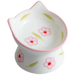 Dexypaws: Elevated Ceramic Cat Bowl, Floral White & Blush Pink, 7oz -BlueBuffalo Sales Store GUEST e84ea44d f870 4f69 9835 4bd49be9fe34