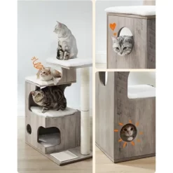 Feandrea WoodyWonders Cat Tree, 33.9-Inch Modern Cat Tower, Cat Condo With 3 Perches, Scratching Post And Mat, Cave, 4 Removable Washable Cushions -BlueBuffalo Sales Store GUEST e864f397 0f2b 4aec a98d e393e62c094f