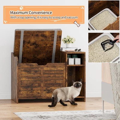 Modern Cat Litter Box Enclosure,Hidden Litter Box Cabinet With Washable Mat & Storage Shelf 3 Modern Cat Litter Box Enclosure,Hidden Litter Box Cabinet With Washable Mat & Storage Shelf - Image 3