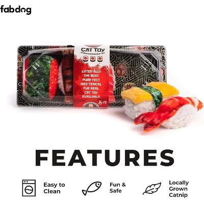 Fabcat Sushi Tray With 5 Sushi Interactive Cat Toys 2 Fabcat Sushi Tray With 5 Sushi Interactive Cat Toys - Image 2