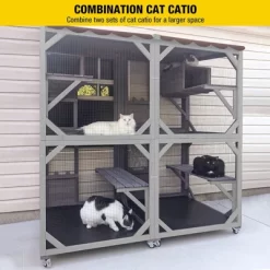 Aivituvin Medium Wooden Outdoor Cat Catio With Wheels| Connecting With Window-AIR22-M -BlueBuffalo Sales Store GUEST e9051c3b 1493 45b5 bc2b c1726da00ba9