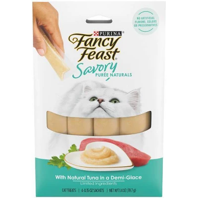 Fancy Feast Seafood Flavor Savory Puree Naturals Cat Treats - 1.4oz 11 Fancy Feast Seafood Flavor Savory Puree Naturals Cat Treats - 1.4oz - Image 11