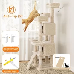 Cat Tree,Multi-Level Large Cat Tree For Large Kitties,Cozy Plush ?Pussycat Perches,Activity Center With Scratching Posts Stand House Condo