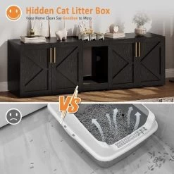 Cat Litter Box Enclosure For 2 Cats, Wooden Litter Box Cabinet, Large Enclosed Cat Box Furniture With Storage Shelf, Soft Cushion -BlueBuffalo Sales Store GUEST ea26cd04 6a82 4abe af79 eac337707248