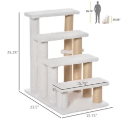 SKYONE 4-Tier Cat Stairs With Scratching Posts, Soft Flannel Platforms & Play Ball For High