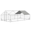 GDFStudio Elinor Modern 240" Outdoor Large Metal Walk In Chicken Coop With Waterproof Cover