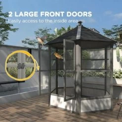 Resenkos Bird Cage, Bird Cages Habitat,69" Wooden Hexagonal Outdoor Aviary Flight Bird Cage With Covered Roof, Brown -BlueBuffalo Sales Store GUEST eb81d7c7 e10b 4bae 9c1f bdec4bd7cf13 1