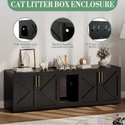 Cat Litter Box Enclosure With Double Room, Modern Hidden Litter Box Cabinet Cat Washroom Furniture For 2 Cats -BlueBuffalo Sales Store GUEST eba6c2cd 870b 4074 bd0c 714da8211d30 1