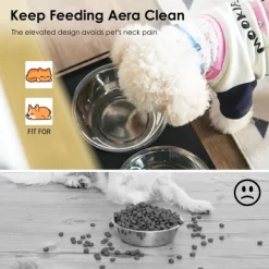 Lirago Black Vintage Cat Feeding Station 20.5x14.6x32.1"-2 Bowls With Storage And Side Hooks -BlueBuffalo Sales Store GUEST eceea05c bc1f 4c0d a0ee 22cd3e836f0a